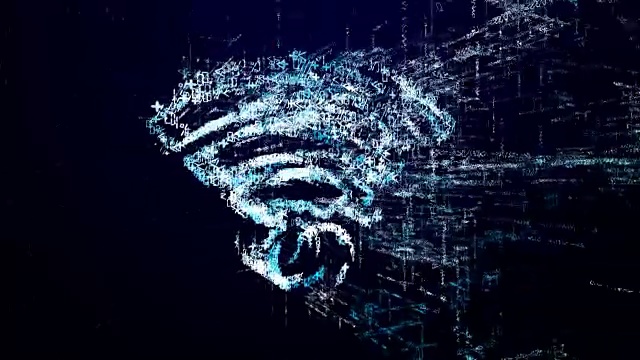 由交互式数字和符号组成的Wi - Fi图标。数字网络空间的Wi-Fi图标