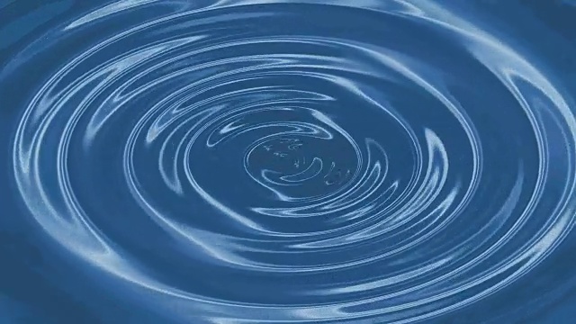 蓝色水波圆形波纹视频与梯度闪烁循环动画