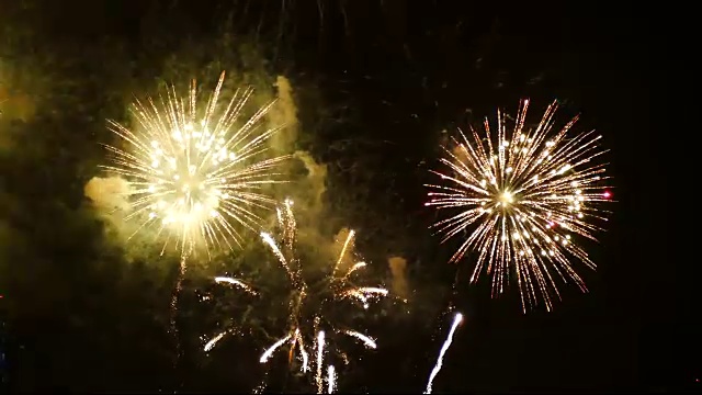 詳情圖-4K鏡頭的近距離真實多彩的煙花節(jié)日在夜空中點(diǎn)亮在黑暗的夜晚場景假日節(jié)日和慶祝背景