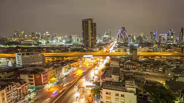 4K时间推移:曼谷夜景，泰国。