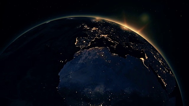 詳情圖-高度詳細的現實史詩日出行星地球3D動畫