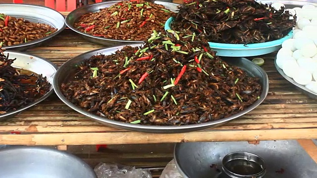 柬埔寨市场出售昆虫